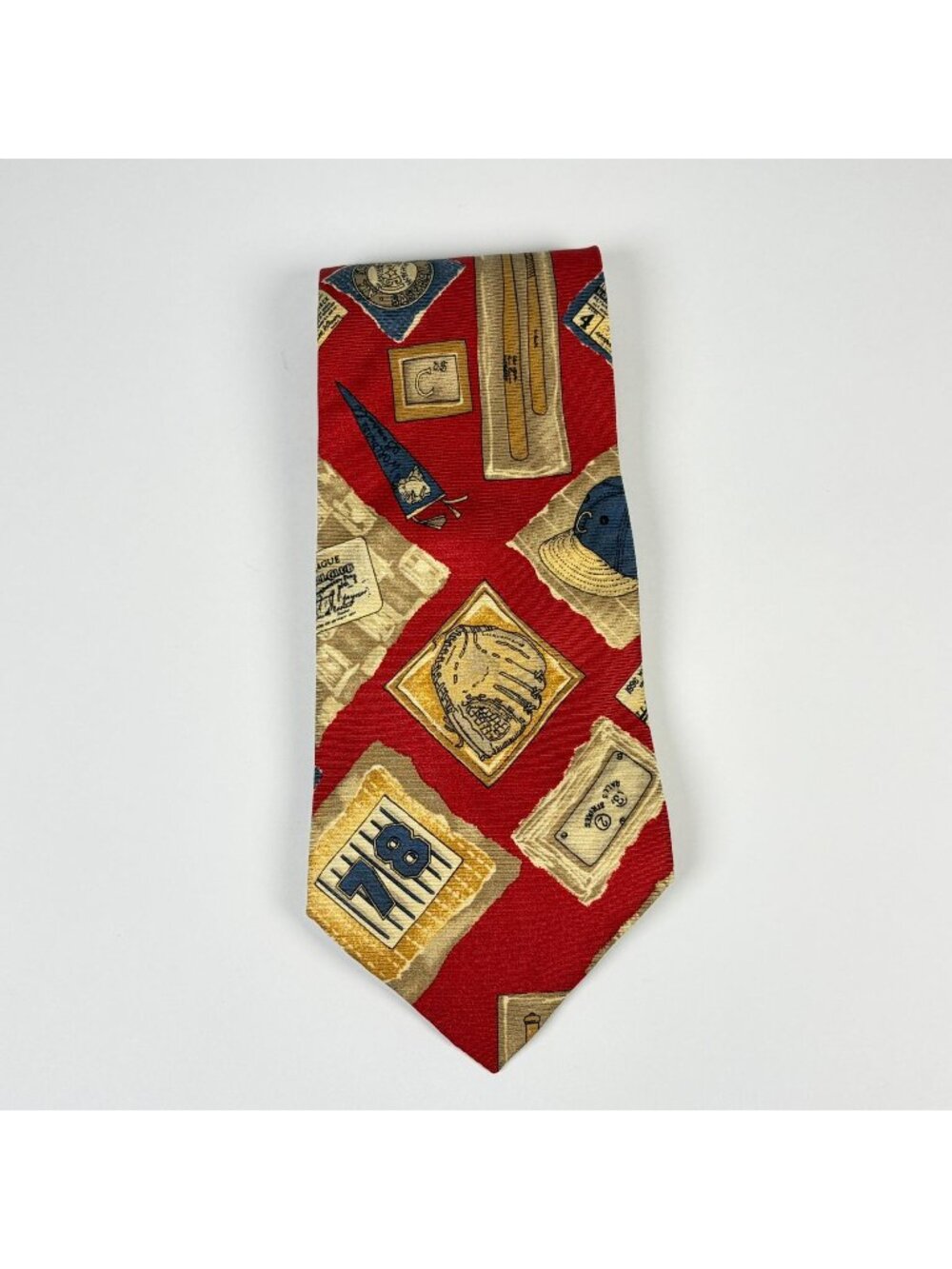 Vintage Chaps Ralph Lauren 100% Silk Tie Necktie Baseball Themed